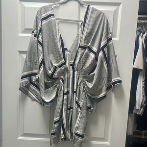 Elegant Black and White Kimono Top